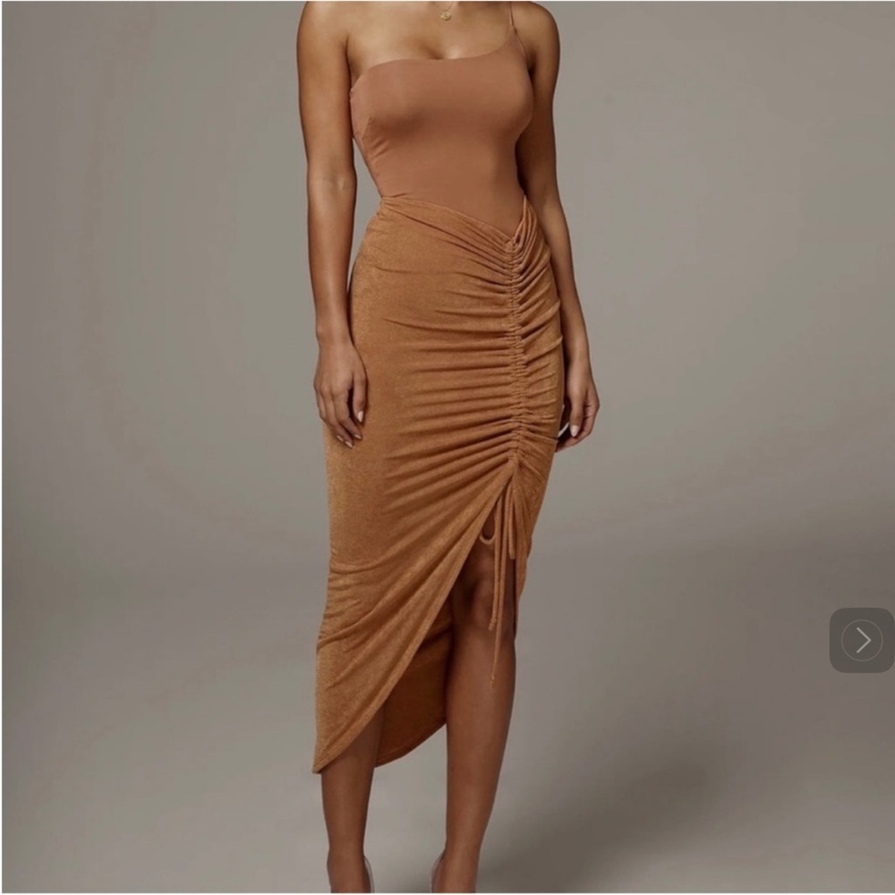 JLUXLABEL Tan Midi Skirt